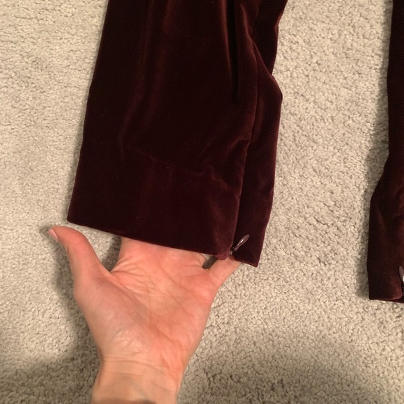 Alice & Olivia Stacey red velvet crop pant 4 - Picture 3 of 7